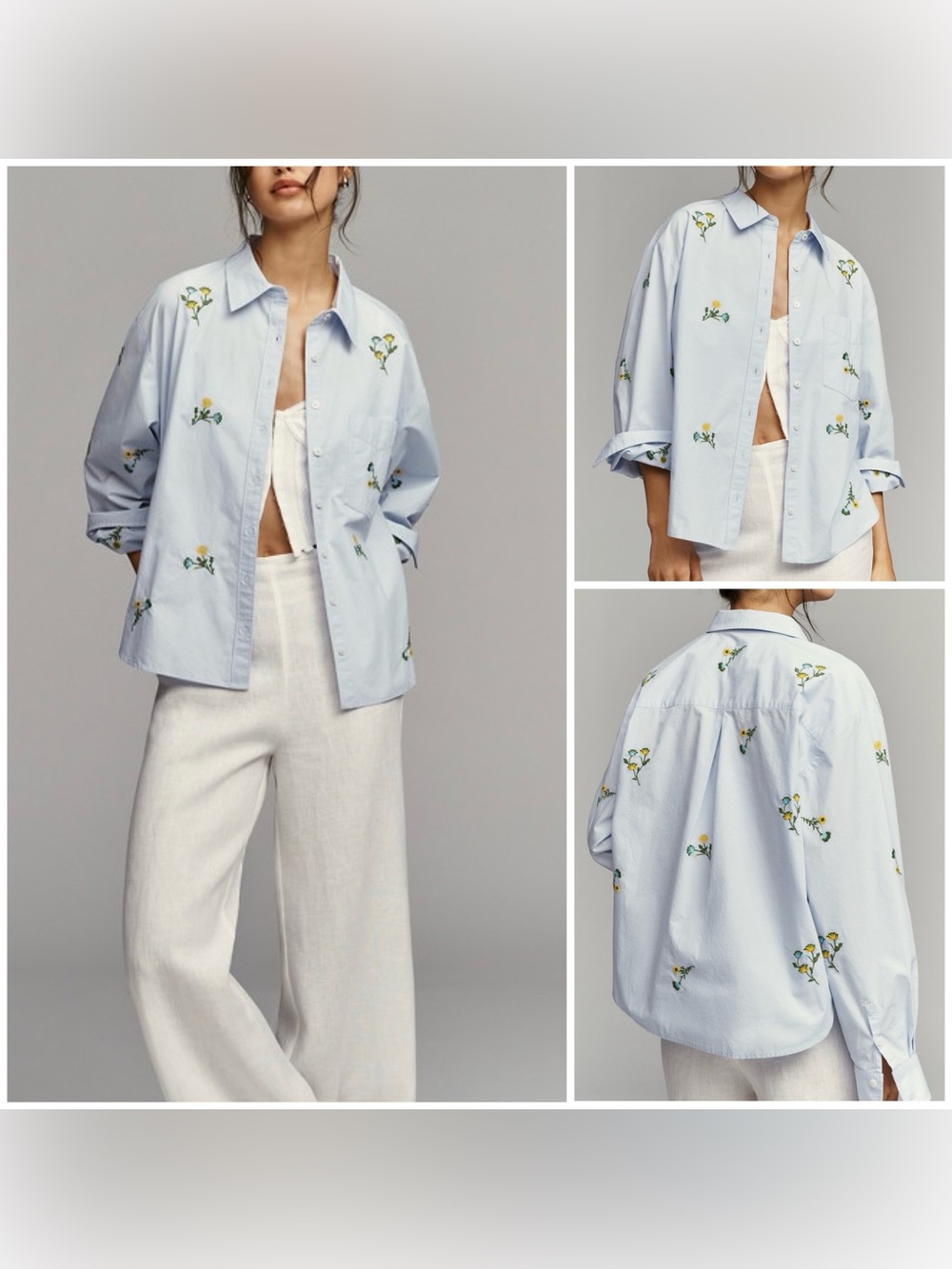 NWOT Anthropologie Maeve Shrunken Bennet Buttondown Shirt - light blue - small